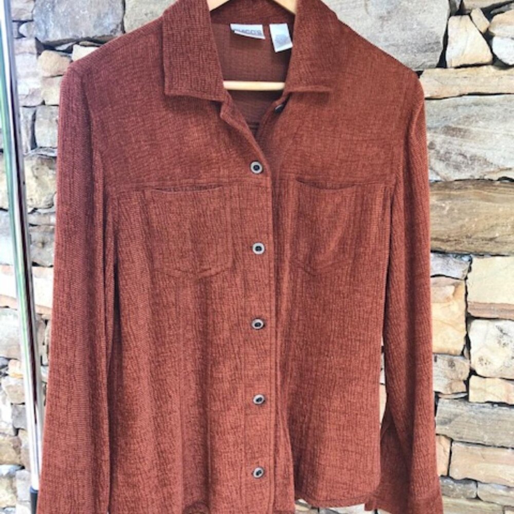 CHICOS rust-colored SILK/RAYON knit